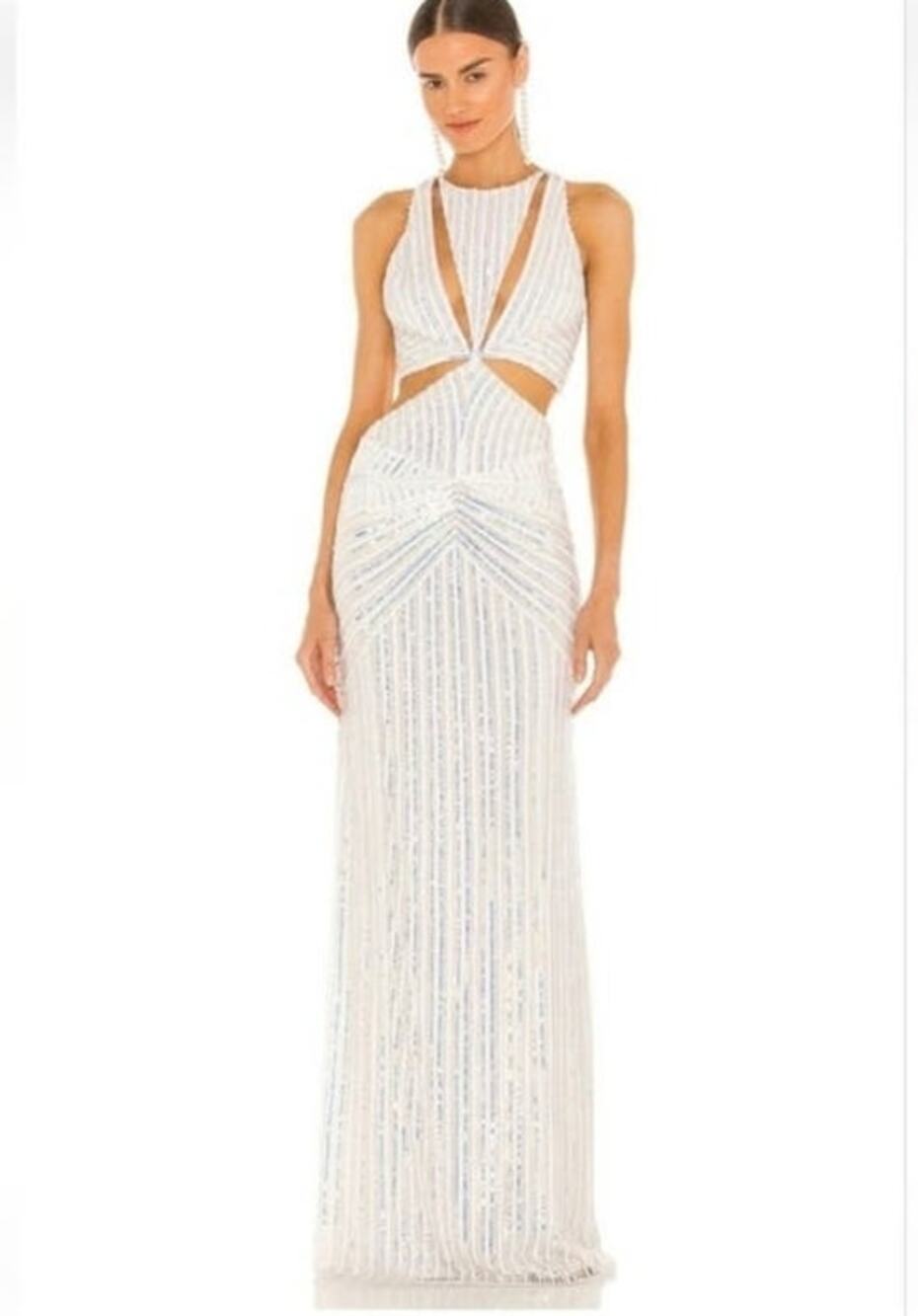 Retrofete Millie Dress in Geo White Sequin Size XL NWT Cutout Sleeveless Maxi